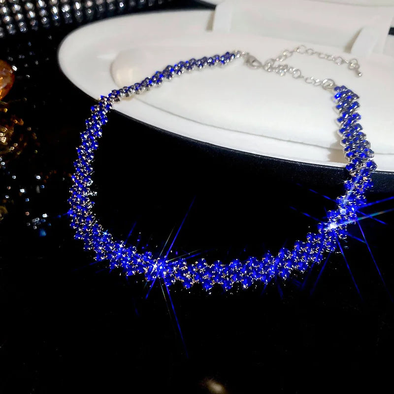 צ'וקר קריסטל נוצץ · שרשרת צווארון לרחבה