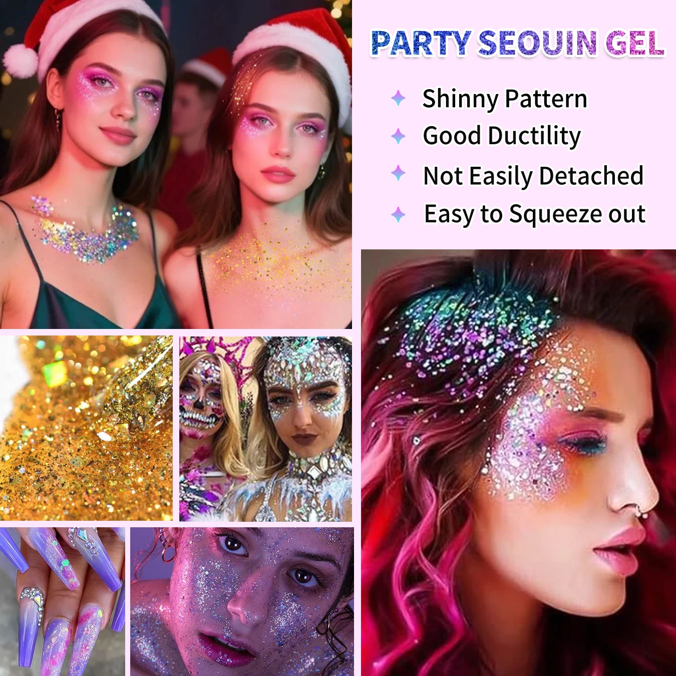 גליטר ג'ל לגוף ולפנים · סט 10 גוונים